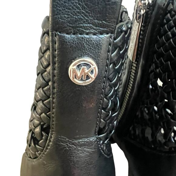 Michael Kors Black Augustine Woven Ankle Boots Size 7.5 Open Weave - Picture 12 of 15